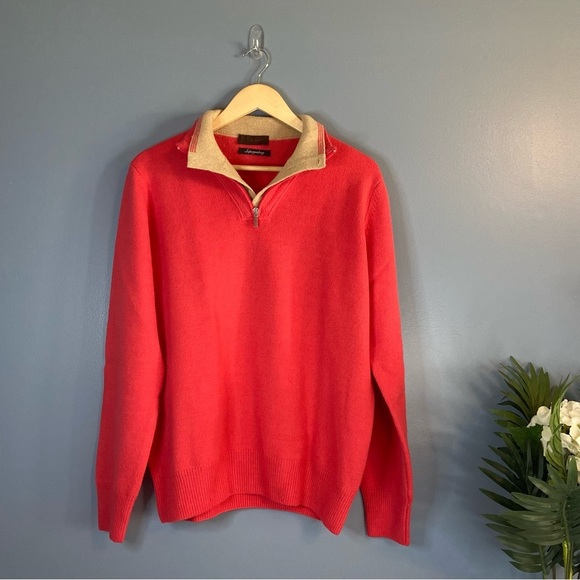 brown’s Sweaters - Brown’s Pink 100% Wool Super Geelong 1/4 Zip Sweater